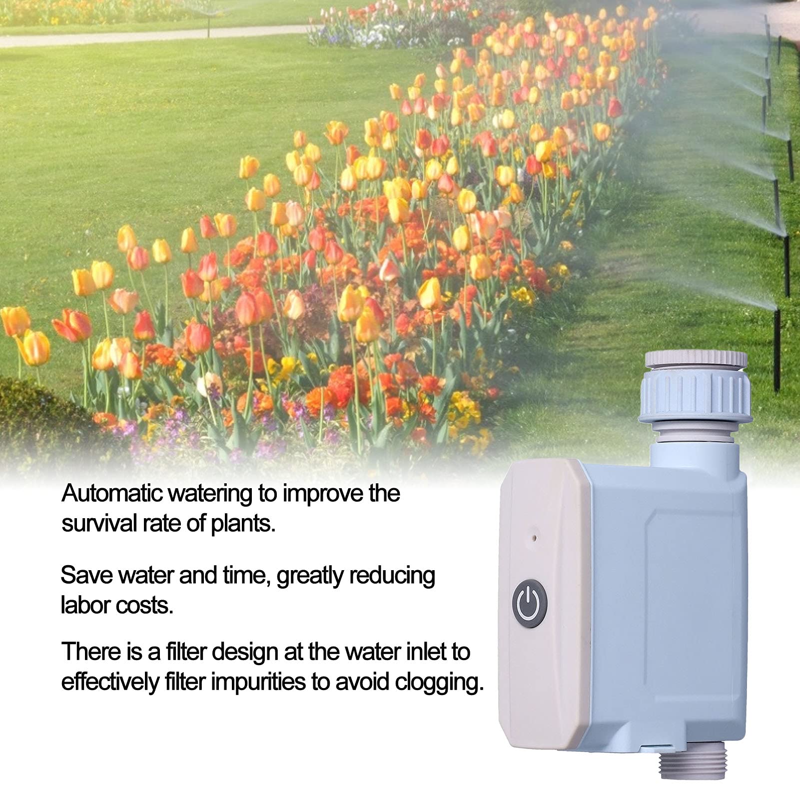 Bluetooth Timer per Irrigazione a Batteria, Programmatore Automatico con App Control, Centralina per Irrigazione Giardino IP65, Innaffiatore Automatico per Vasi