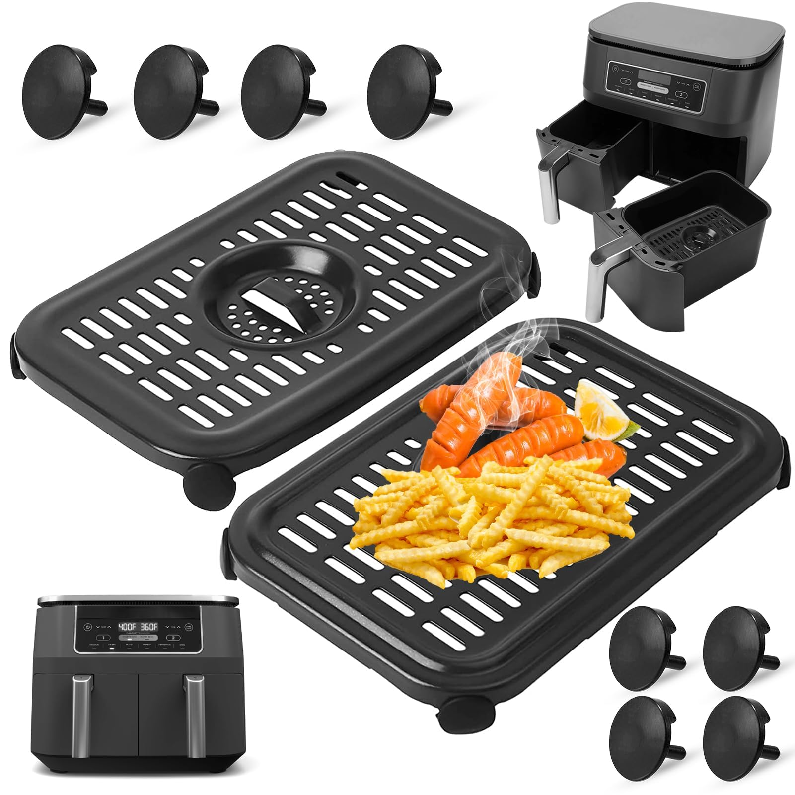 NINJA, Freidora De Aire Foodi, 8 QT, 6 En 1, DualZone, Con 2 Cestas Independientes Para Freír