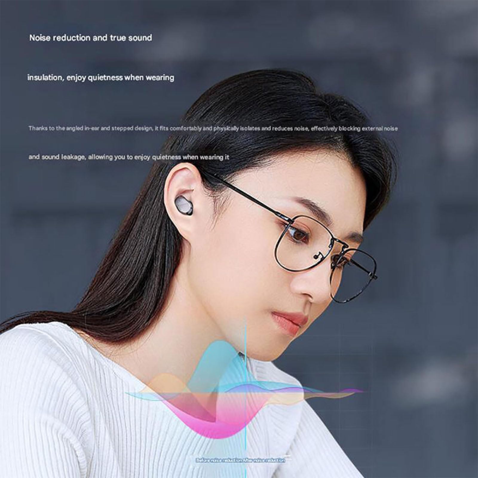 Echolabs Słuchawki douszne 2024, edycja 2024, IPX7, sportowy, wodoodporny, z wyświetlaczem LED, bezprzewodowe słuchawki douszne Bluetooth z redukcją szumów, do treningu, biegania, 3 szt