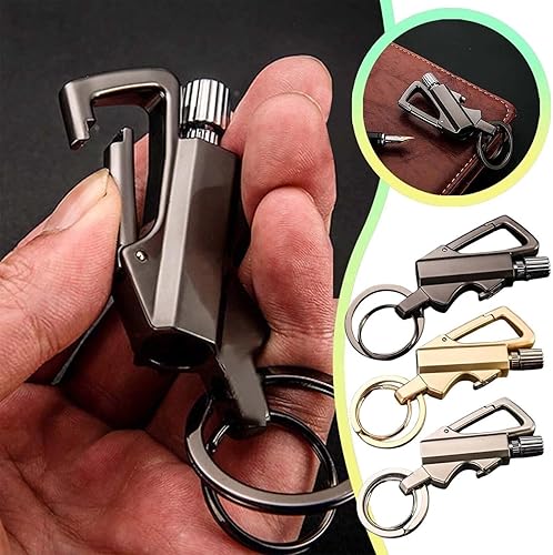 Miniatura 4 de Encendedor infinito permanente, encendedor de llavero con llavero multiherramienta, abrebotellas, fósforo reutilizable, para supervivencia al aire