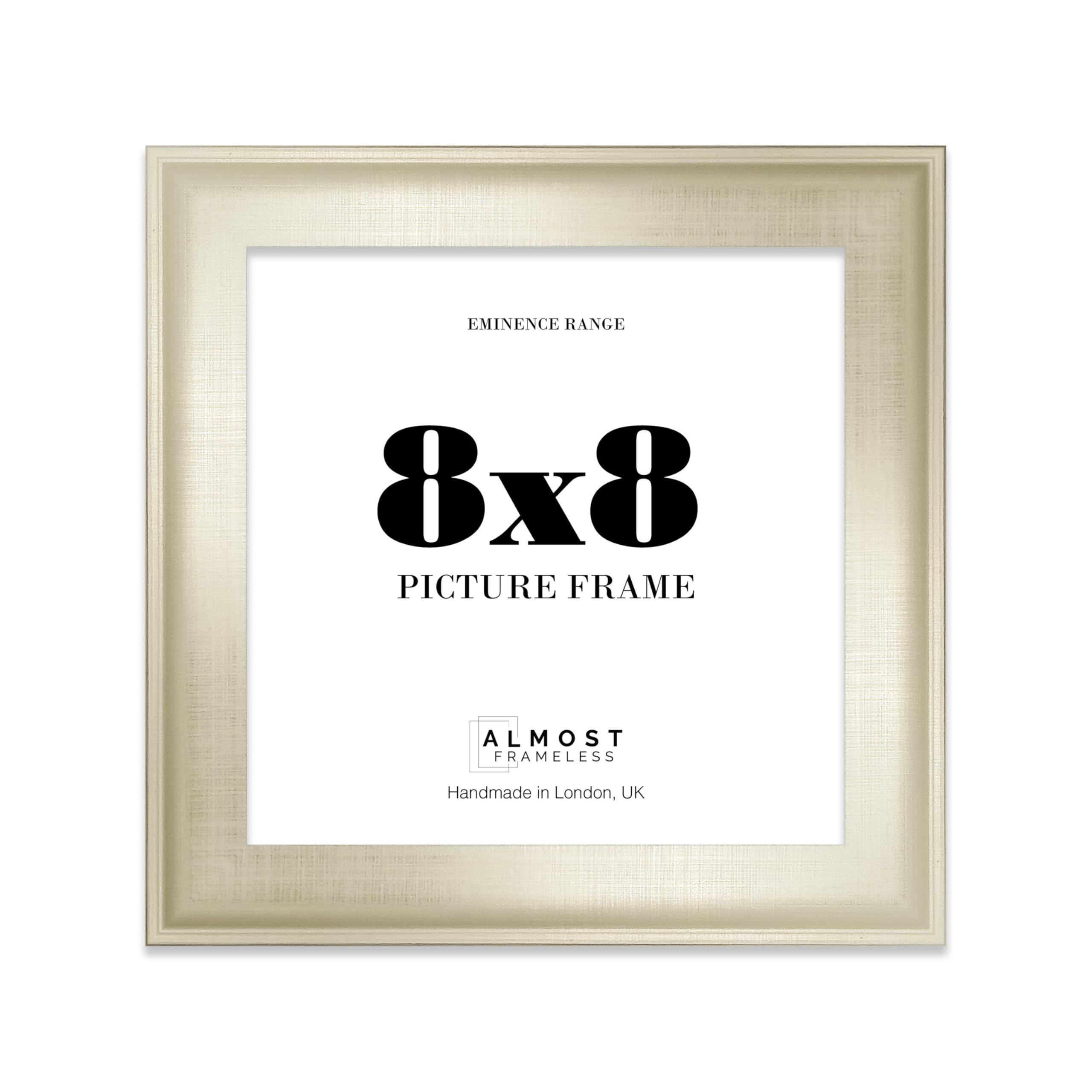 8x8" Silver Picture Frame - Rustic Wood Industrial Effect Photo Frame for Wall Display, Ideal for Posters, Prints & Home Décor, Wall Hooks and Kickstand, 32mm Edge - 1 Pack