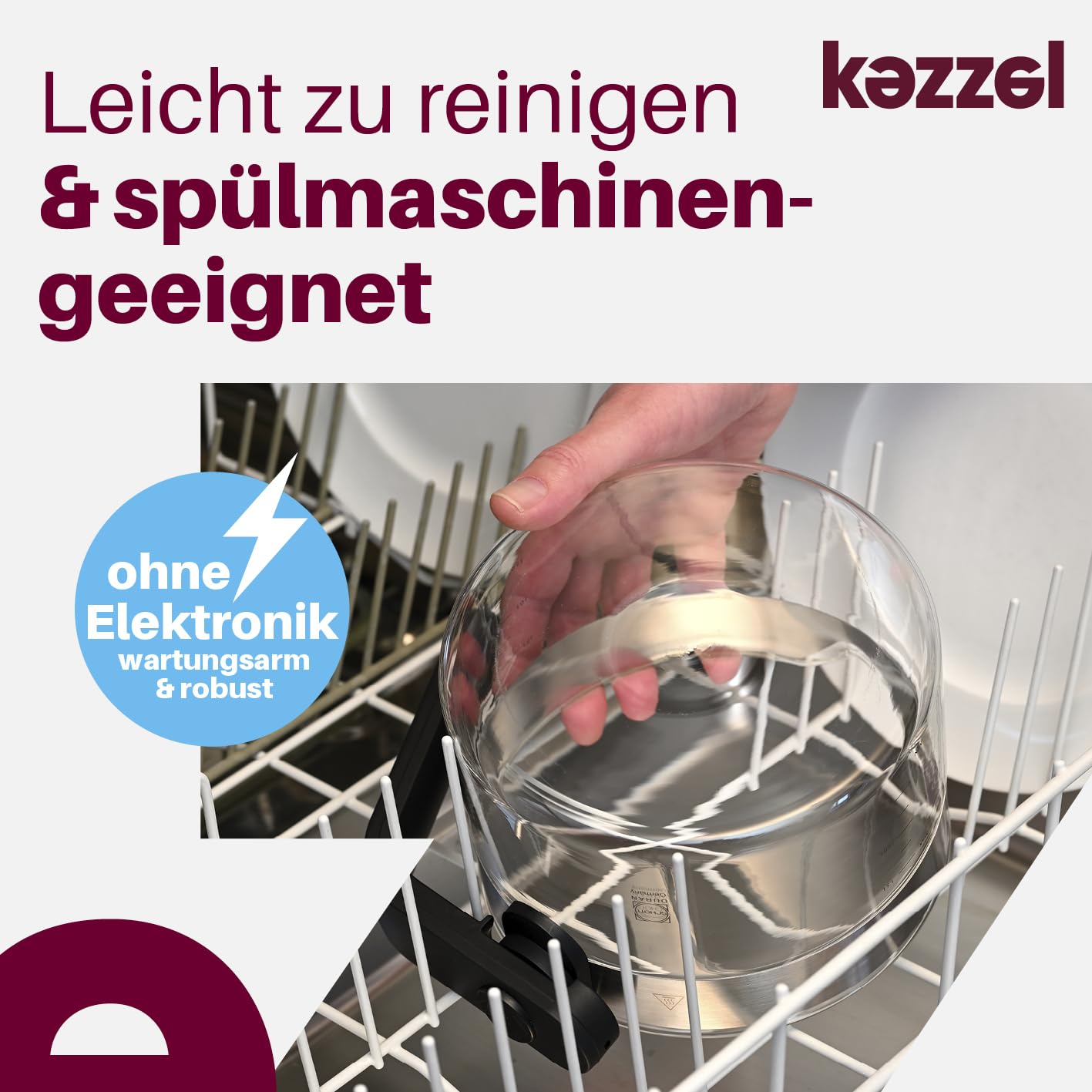 Kezzel® innovativer Wasserkessel für Induktionsherde 1,5 Liter | Automatische Abschaltfunktion, kein Überkochen | Minimalistisches Design, Edelstahl & Glas, leicht zu reinigen, spülmaschinengeeignet