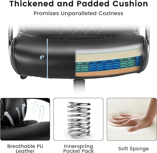 Miniatura 7 de Giantex Silla de oficina grande y alta, 500 libras, silla ejecutiva de respaldo alto para personas pesadas, silla de computadora giratoria ajustable