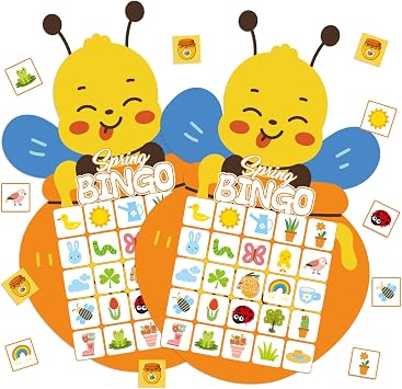 YQUQWN Spring Bee Bingo Game for 24 Players Spring Party Bingo Cards Set Spring Birthday Party Games Activity Holiday Group Game