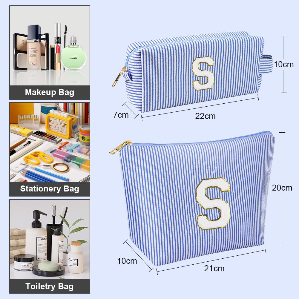 Aucuu Borsa per Cosmetici Donna, 2 Pezzi Trousse Trucchi Organizer, Personalizzata Iniziale, Pochette Trucchi, Borsa Cosmetica, Trousse da Viaggio, Regalo Compleanno Natale Ideale per Donna Ragazze
