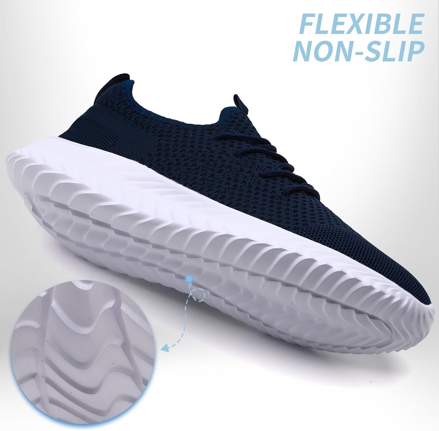 LANGFEUU Women's Tennis Running Shoes Lightweight Slip On Walking Shoes Breathable Athletic Workout Gym Trainer Sports Sneakers Blue_White 6.5 - Image 6