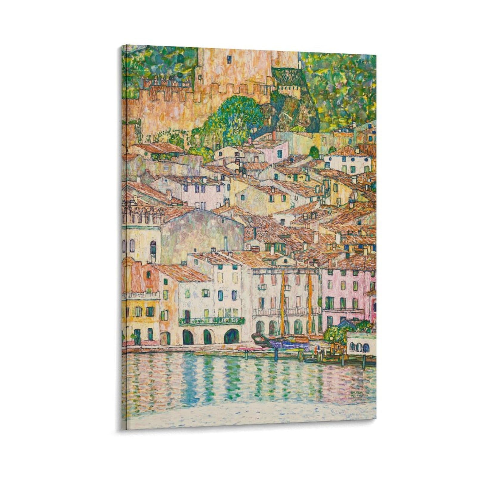 Gustav Klimt Malcesine at Lake Garda Austrian Water View Posters Canvas Wall Room Decor Aesthetic School Supplies Paintings 12x18inch(30x45cm)