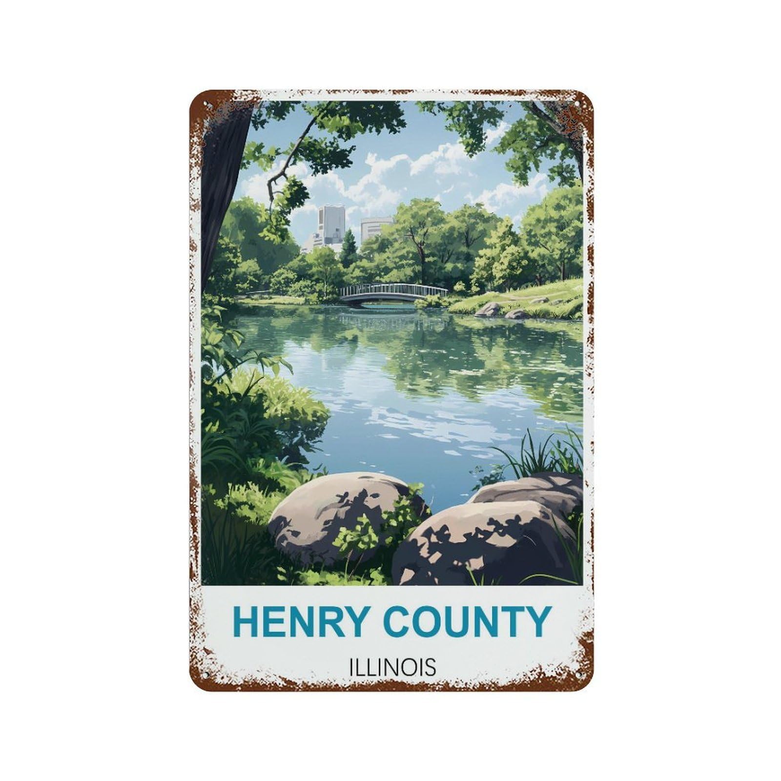 Henry County Illinois Retro Design Tin Painting Vintage Tin Sign 08x12inch(20x30cm) Wall Art for Home Office Bedroom Living Room Cafes Wall Decor