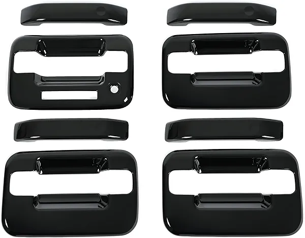 HECASA 4 Door Handle Covers Compatible with 2004-2014 Ford F150 F-150 4 Door with Key Pad Cutout Black