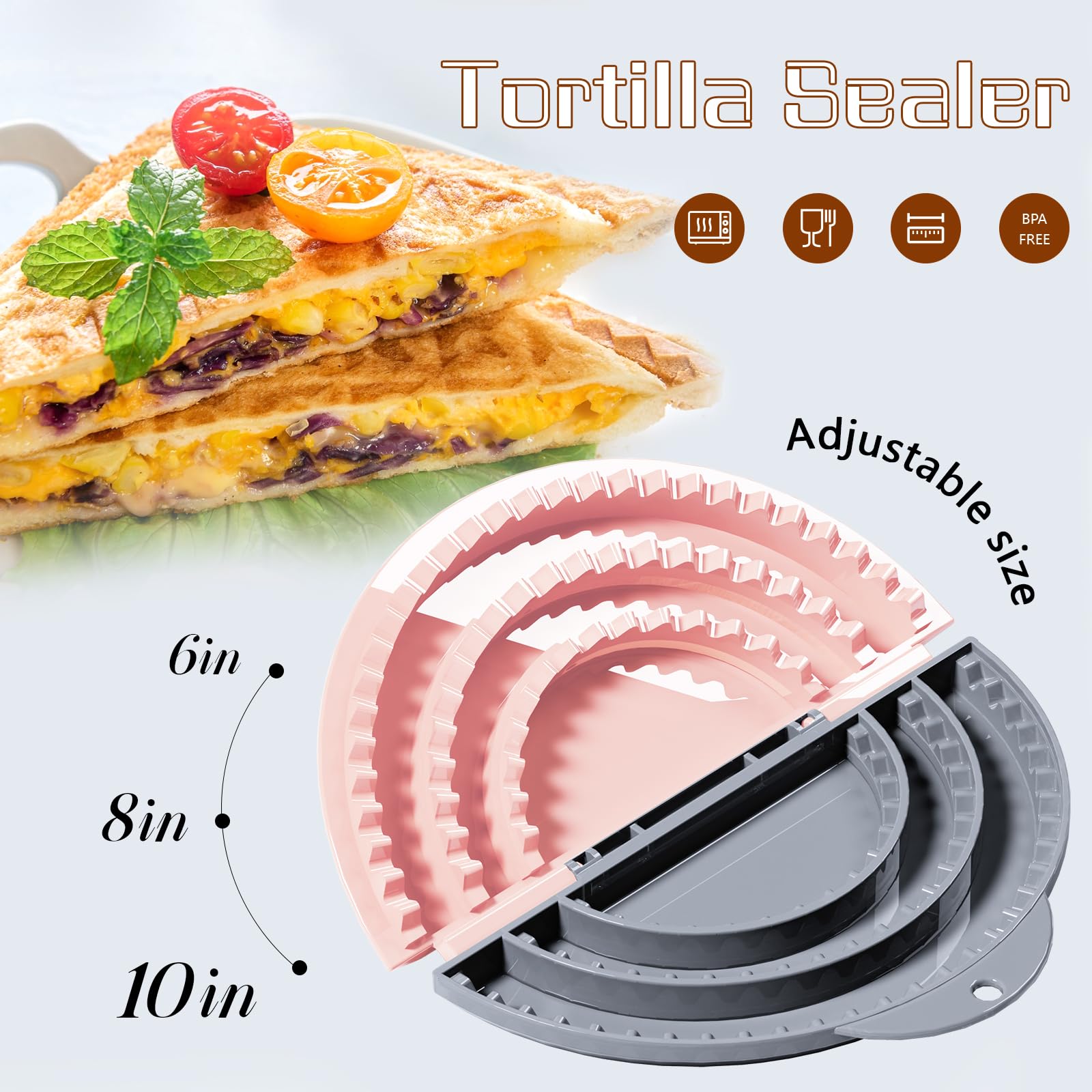 Tortilla Sealer,SELERS,Tacos tortilla crimper Maker Large,Removable & Adjustable 6