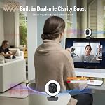 Angetube 4K Webcam avec lumière pour PC: UHD 4K, TOF Focus automatique, double AI Mics d'annulation du bruit, 1080p@60FPS, USB Webcam en streaming avec/Couverture de confidentialité pour ordinateur portable/Mac/Desktop/PC Work w/Zoom/Teams/Google Meet