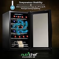 Vista 4 de Nutrichef Refrigerador de vino de 24 botellas Enfriador de vino de una sola zona Control de temperatura ajustable de 41 °F a 64 °F