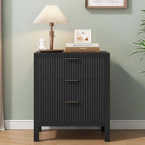 Mesa auxiliar con almacenamiento, mesitas de noche de madera con 3 cajones, mesita de noche, mesa auxiliar alta bohemia para dormitorio, sala de