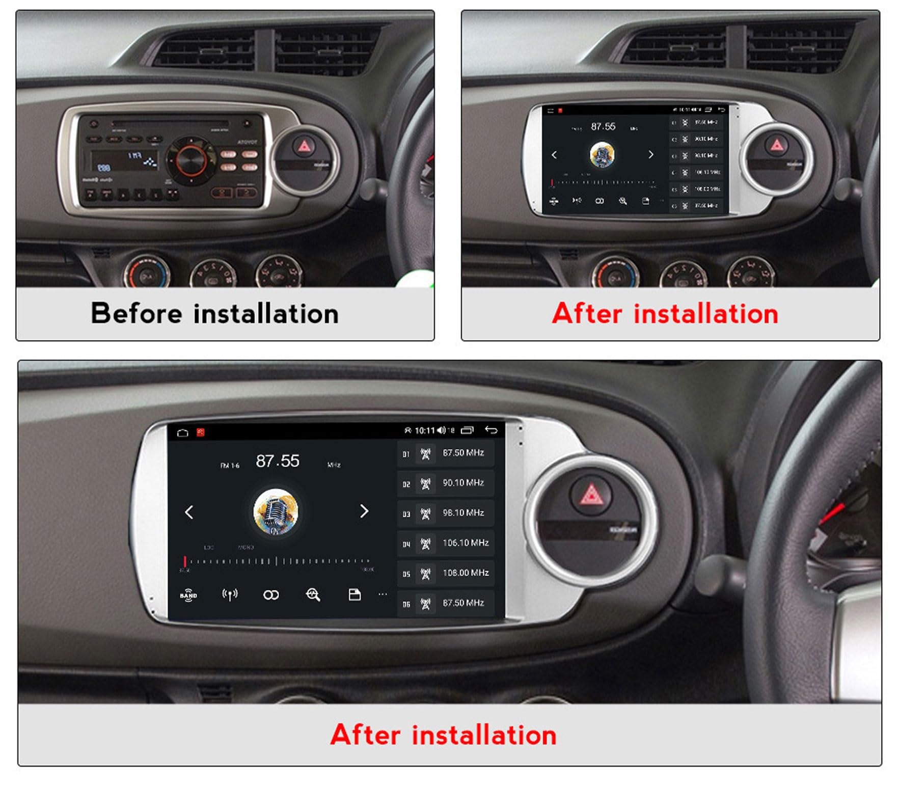 Radio samochodowe z systemem Android 12 Bluetooth do Togota Yaris 2012-2017 [wbudowany Carplay/Android Auto/DSP] 9 cali z nawigacją GPS, FM, sterowanie kierownicą, MirrorLink(B,XY4 4Core 2+32G)
