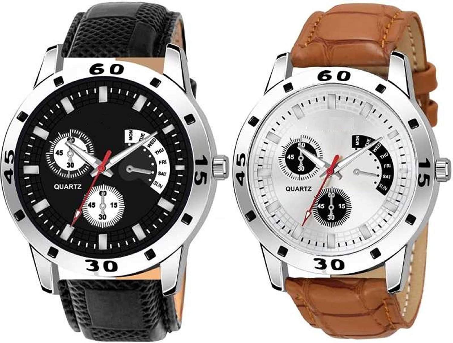 Praizy Black and Silver Dial Analogue Watch for Mens (Pack of 2) (B08VHJBQ22) Amazon Price History, Amazon Price Tracker