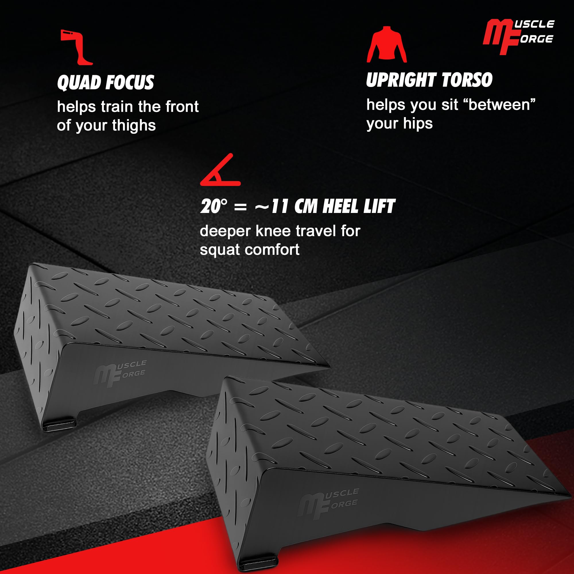 Metalowy Squat Wedge Block - Metalowy Bloczek Pochyły Do Przysiadów - Klin do Rozciągania Łydek x2 Stalowy