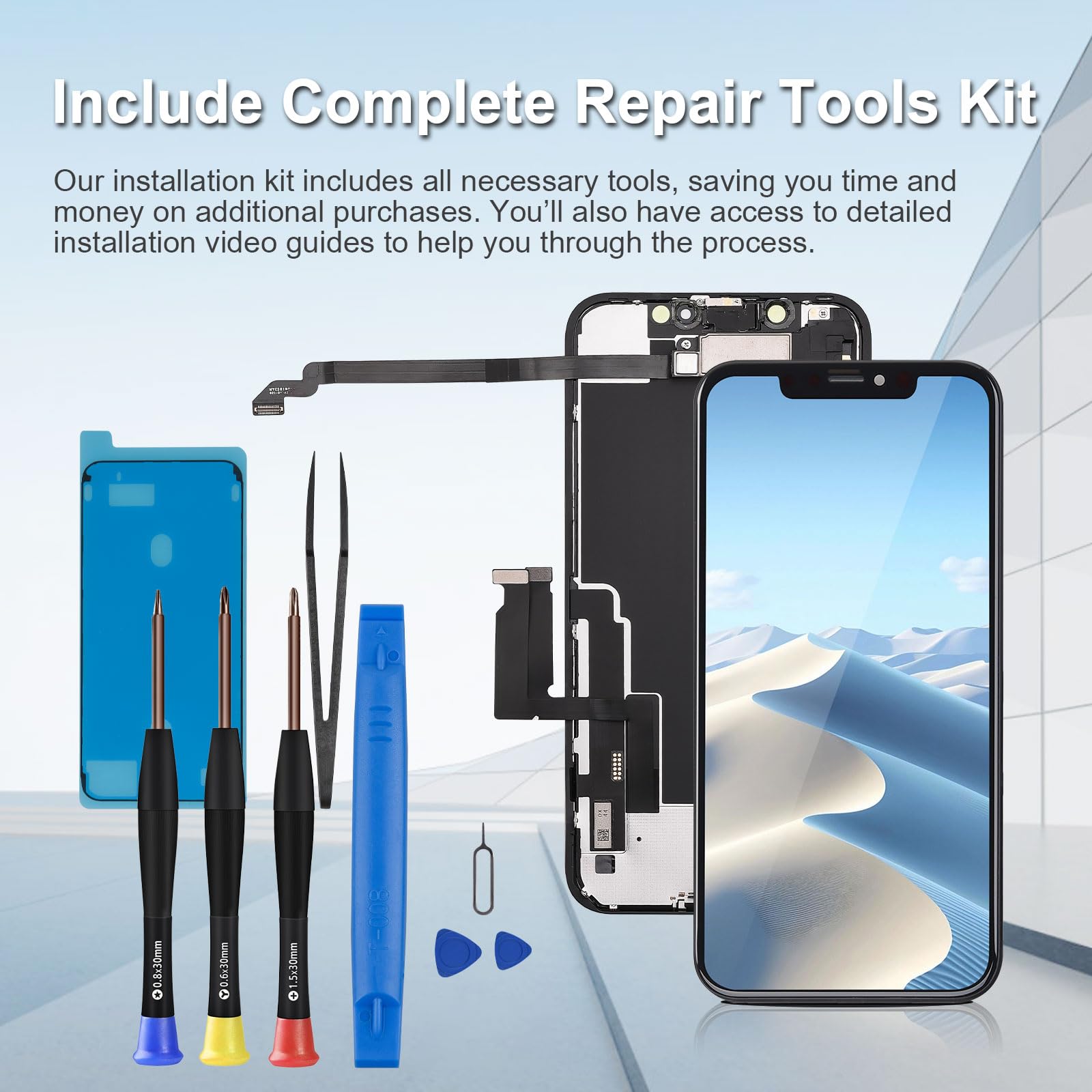 per iPhone XR Schermo di ricambio da 6,1 pollici incell LCD Touch Screen Display con Face ID Frame Assembly e kit di riparazione, compatibile con il modello A1984, A2105, A2106, A2108