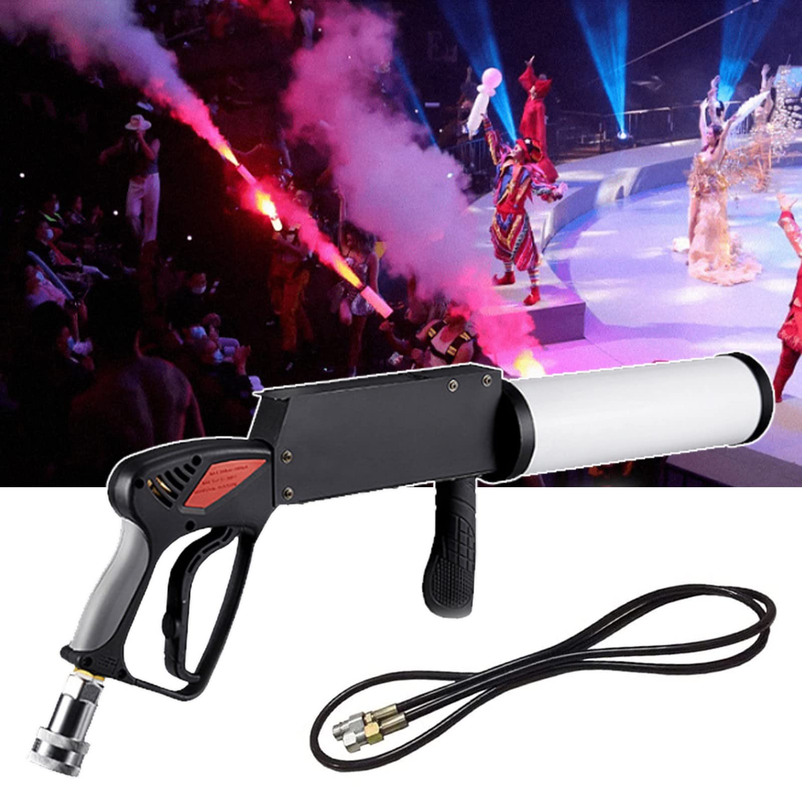 Party LED Cannon, Handheld Cryo CO2 Gun, Night Club Bar DJ Jet Effect Colorful with Gas Hose Fogger Smoke Gun Spray Stage Effect
