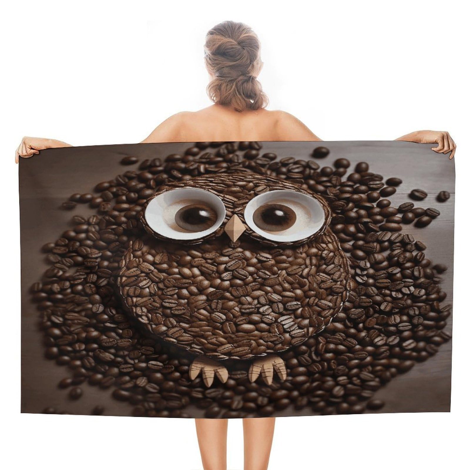 FekiLoot Coffee Bean Owl Beach Towel Absorbent & Quick Dry Pool Towels 31 X 51 Inches Extra Large Sandfree Beach Blanket Towels Soft Lightweight Travel Towel for Swim Yoga Camping