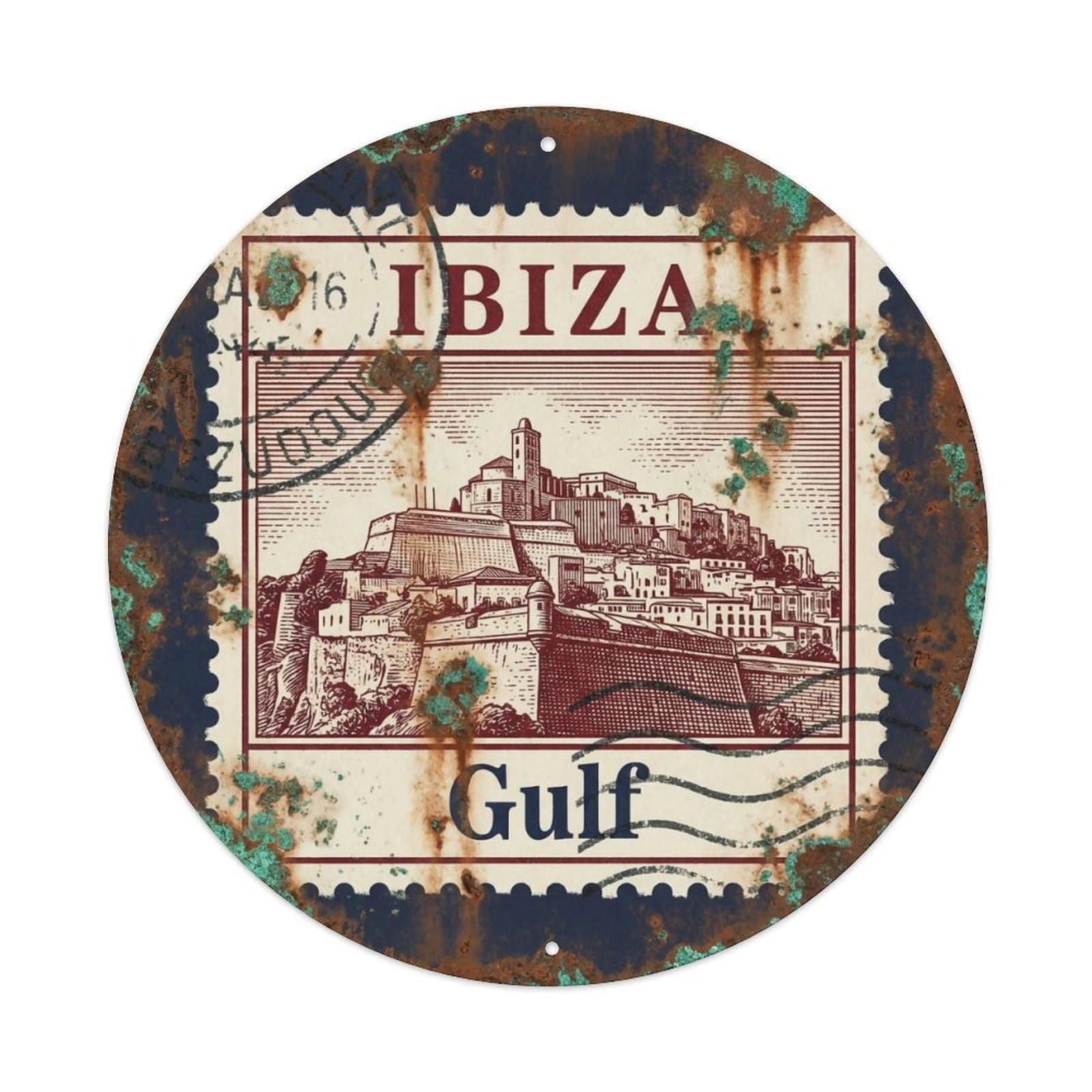 Vintage Travel Ibiza Spain Inlet Metal Tin Sign