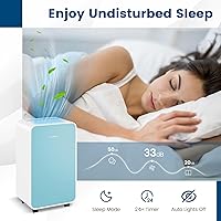 Vista 8 de COSTWAY Deshumidificador de 2500 pies cuadrados para sótano, 32 pintas, deshumidificador silencioso portátil para dormitorio, baño, con modo