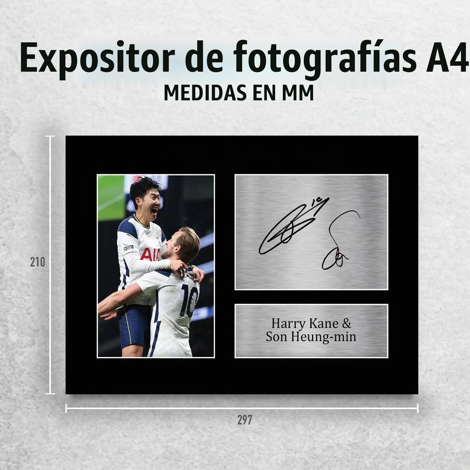 HWC Trading Foto A4 con autógrafo firmado de Harry Kane & Son Heung-min Tottenham Hotspurs Spurs, regalo para aficionados y aficionados al fútbol americano