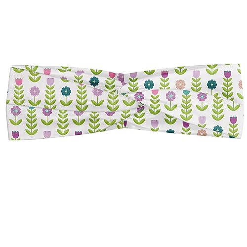 Lunarable Diadema de piña, siluetas de frutas generadas digitalmente, artículos saludables para el verano, bandana elástica y suave para mujer para