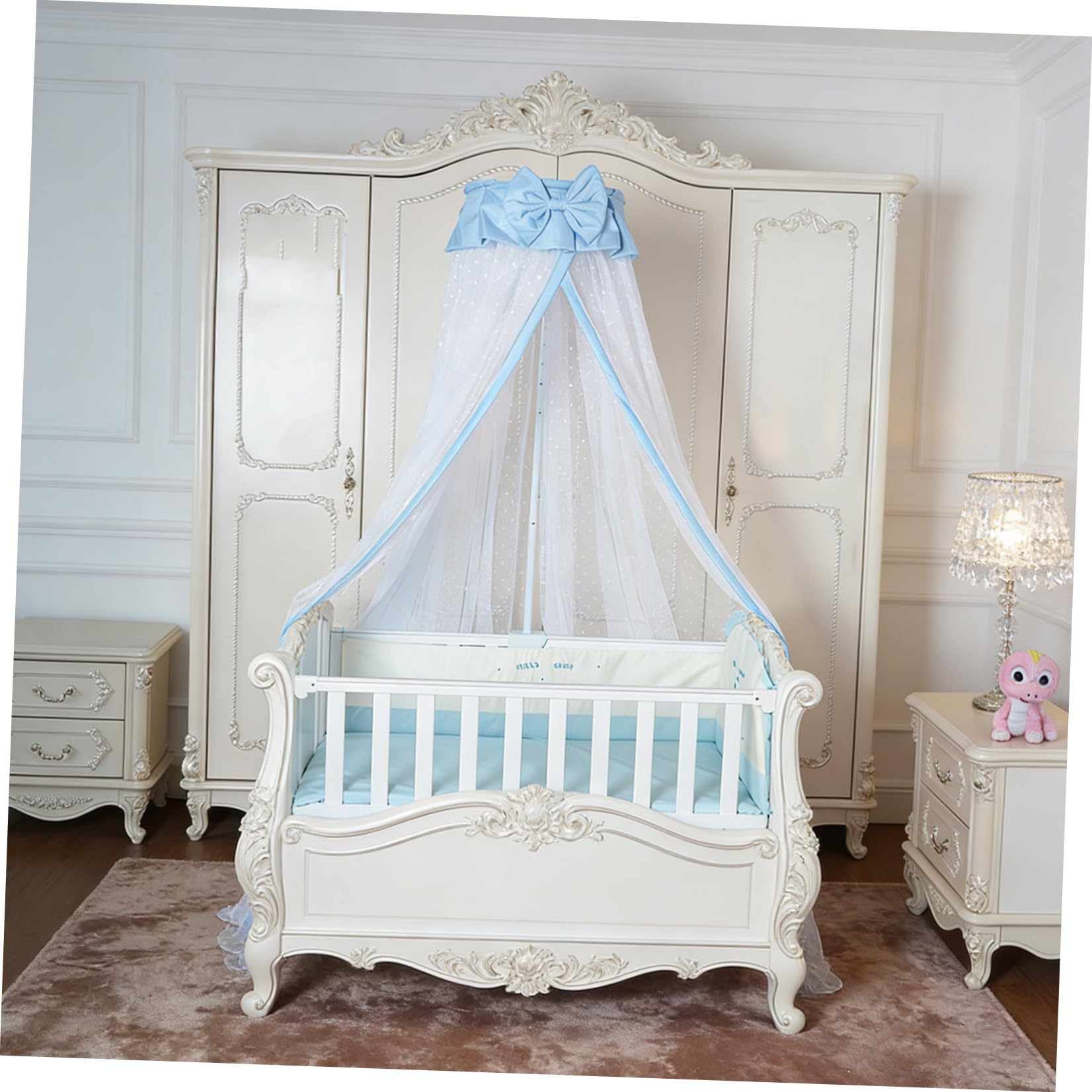 Toyvian Zanzariera Chic con Struttura in per Culla Tessuto Pieghevole a Baldacchino e Protezione