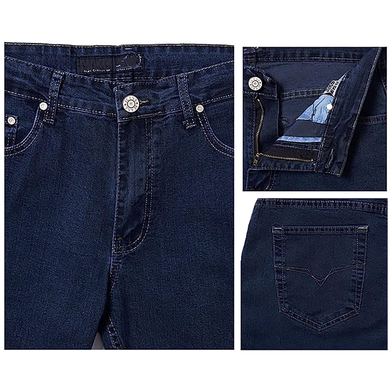 Mastino Jeans Homme 5 Poches Denim Pantalon Coupe Regular Jambe Droite Stretch Taille Haute
