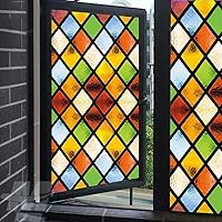 Vista 1 de Película de privacidad para ventanas, estilo diamante, vidrio manchado, sin pegamento, adherencia estática, calcomanías decorativas esmeriladas