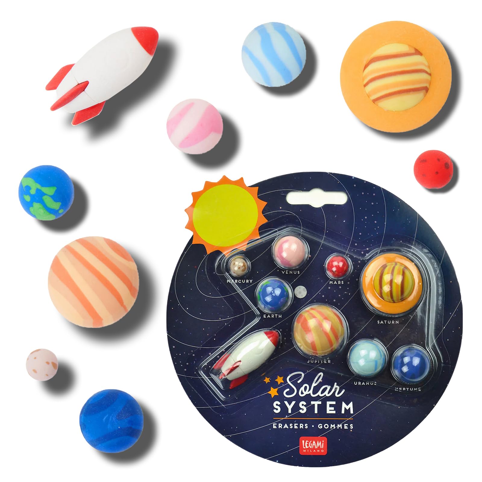 Legami Erasers Set of 9 Solar System