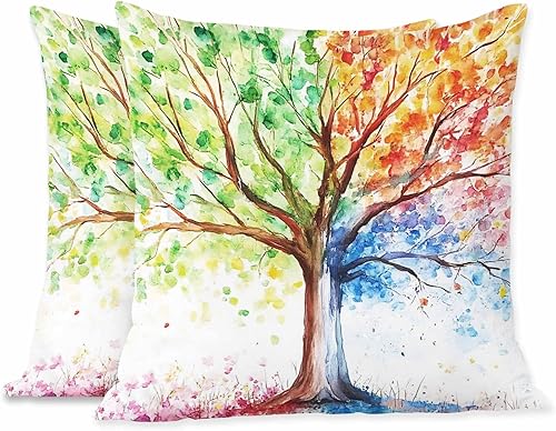 Miniatura 9 de Beabes Fundas de cojín vintage de amapolas rojas, flores, brotes verdes, plantas, acuarela, dibujadas a mano, cuadradas, suaves, fundas de almohada