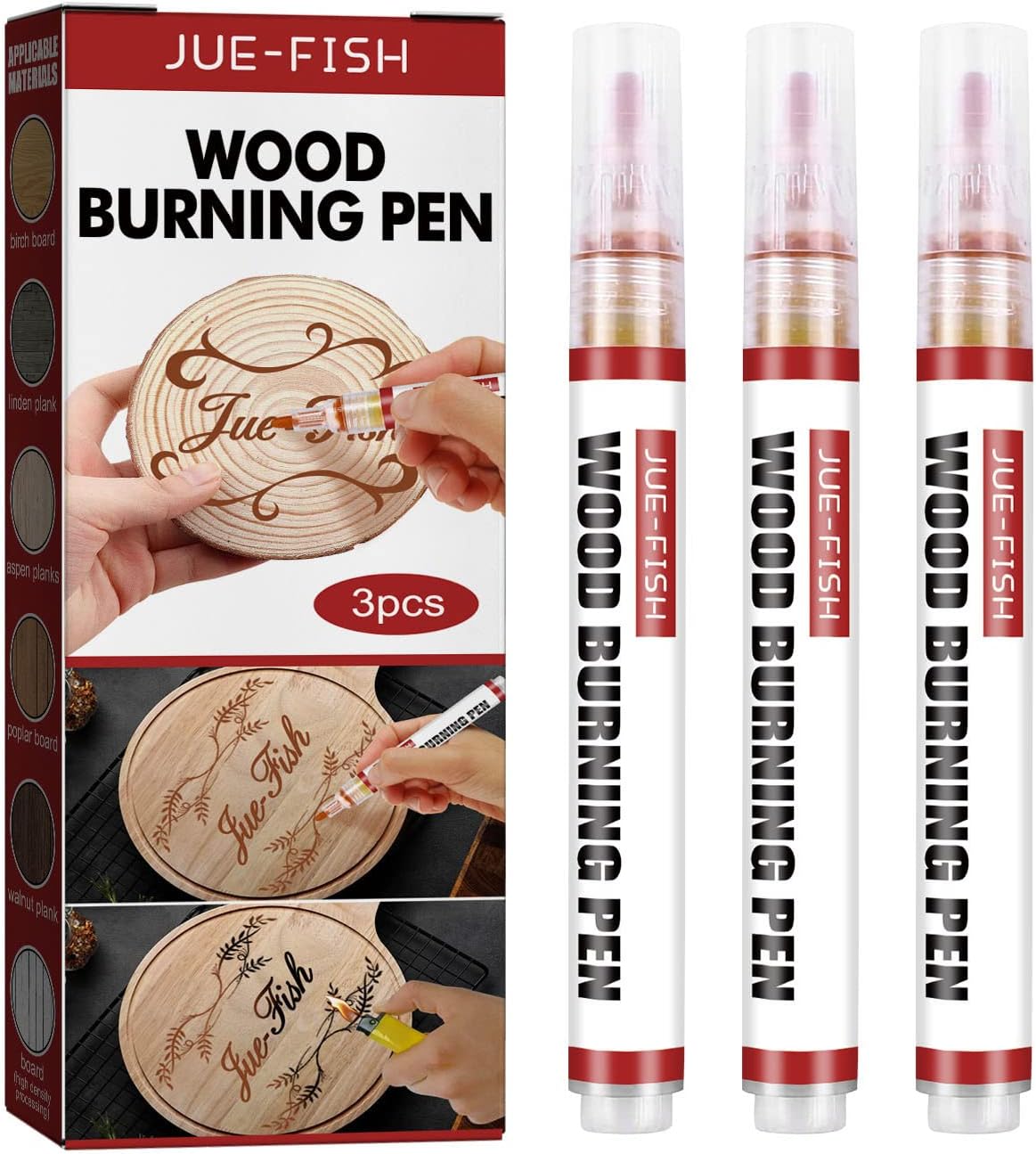 Wood Burning Pen, 3PC Scorch Pen Scorch Markers for Wood, Wood Burning Kit Scortch Pen for Artists and Beginners in DIY Wood Projects - Easy Use & Holiday Decoration