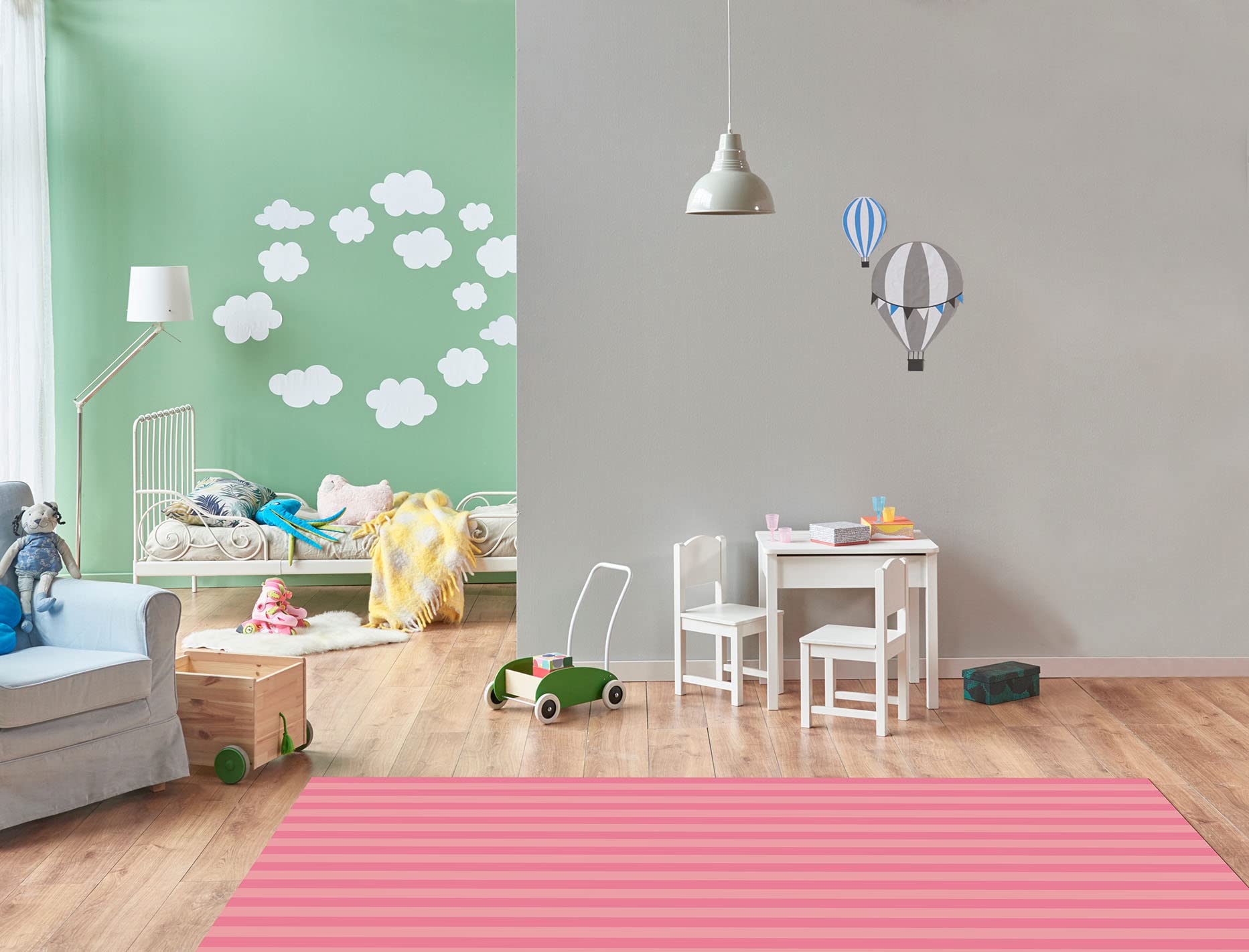 Alfombra Vinílica Cocina Salón - Varios Tamaños - (Líneas Rosa 60x120 cm)