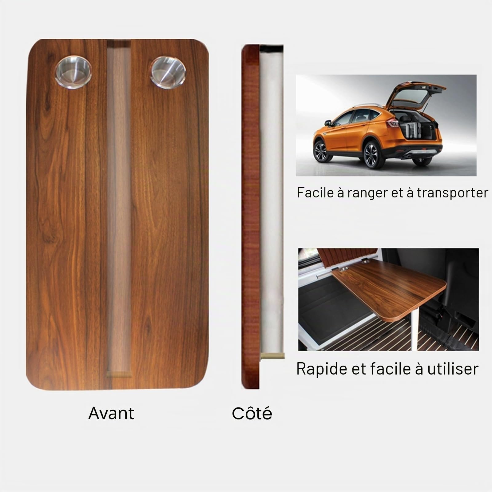 Table Murale Rabattable pour Camping Car - Pieds Pliants + Kit Coulissant + 2 Emplacements pour Gobelets d'eau (Color : Typ C)