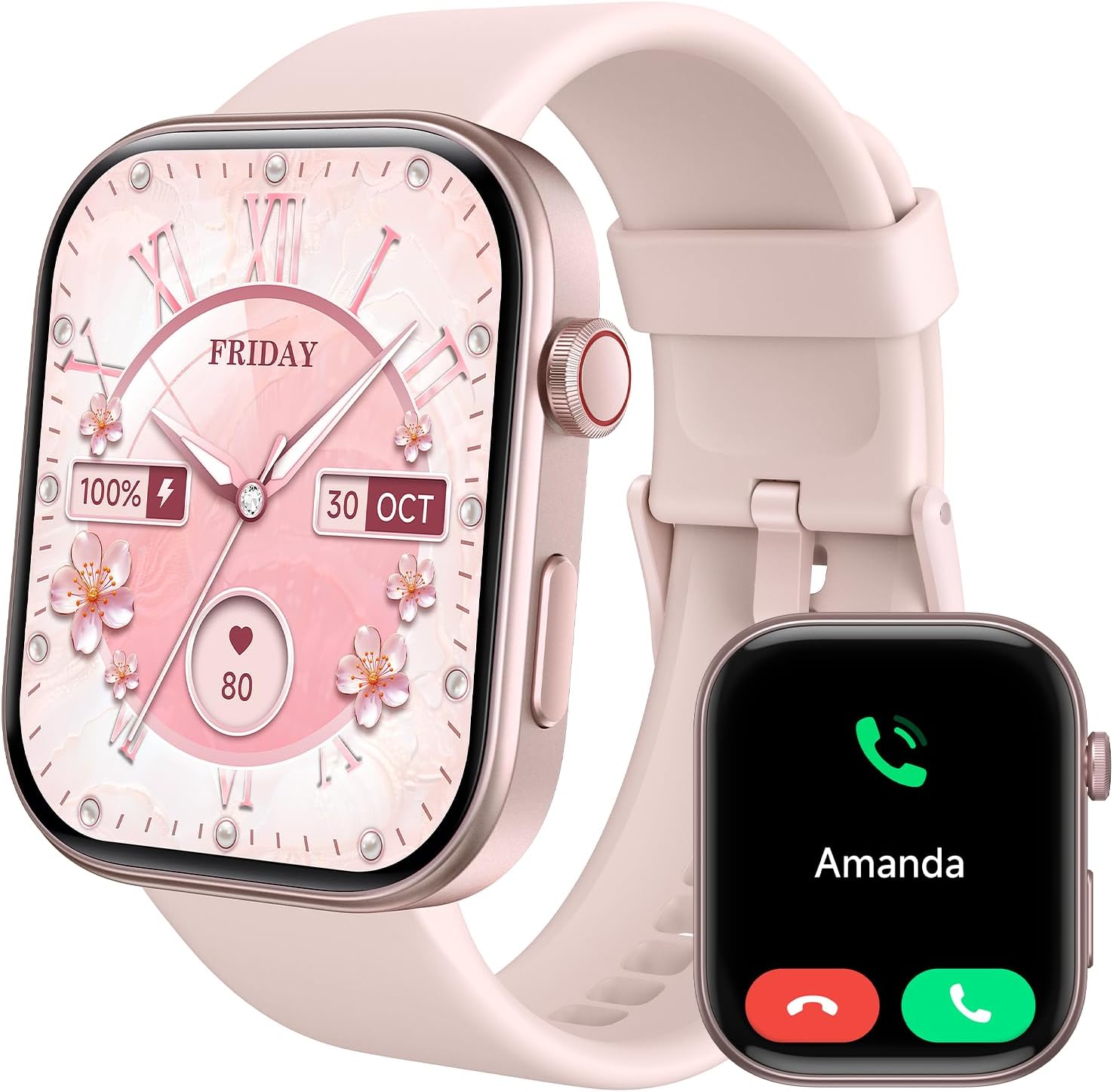 Fitpolo Smart Watches for Women, [1.99" AMOLED Screen] Smartwatch Fitness Tracker with Bluetooth Calls, AI Control, Heart Rate/SpO2/Sleep Monitor, 12 Days Battery, 3ATM Waterproof for Android iPhone