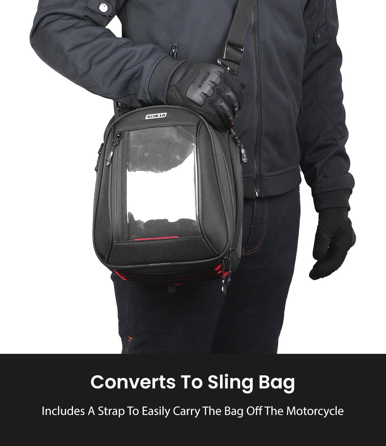 Rynox Optimus 3 Tank Bag 10L| Durable Polyester Fabric | Genuine 3M Retro- Reflective Trims | Genuine YKK Plastic Fittings - Black, 10 LTR - Image 9 thumbnail