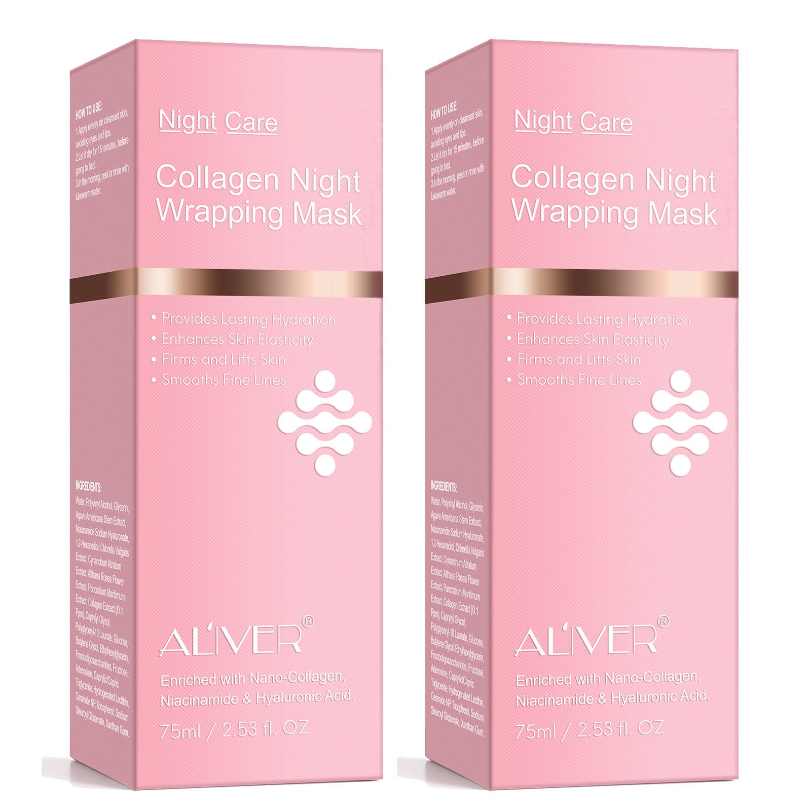 Collagen Night Wrapping Mask, 2 PCS Collagen Jelly Face Masks with Jelly Brush