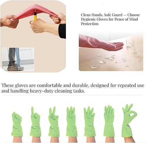 Miniatura 5 de 3 pares de guantes duraderos para lavar platos sin látex, puño de 15 pulgadas de largo, ideales para limpieza de cocina, lavandería, jardinería