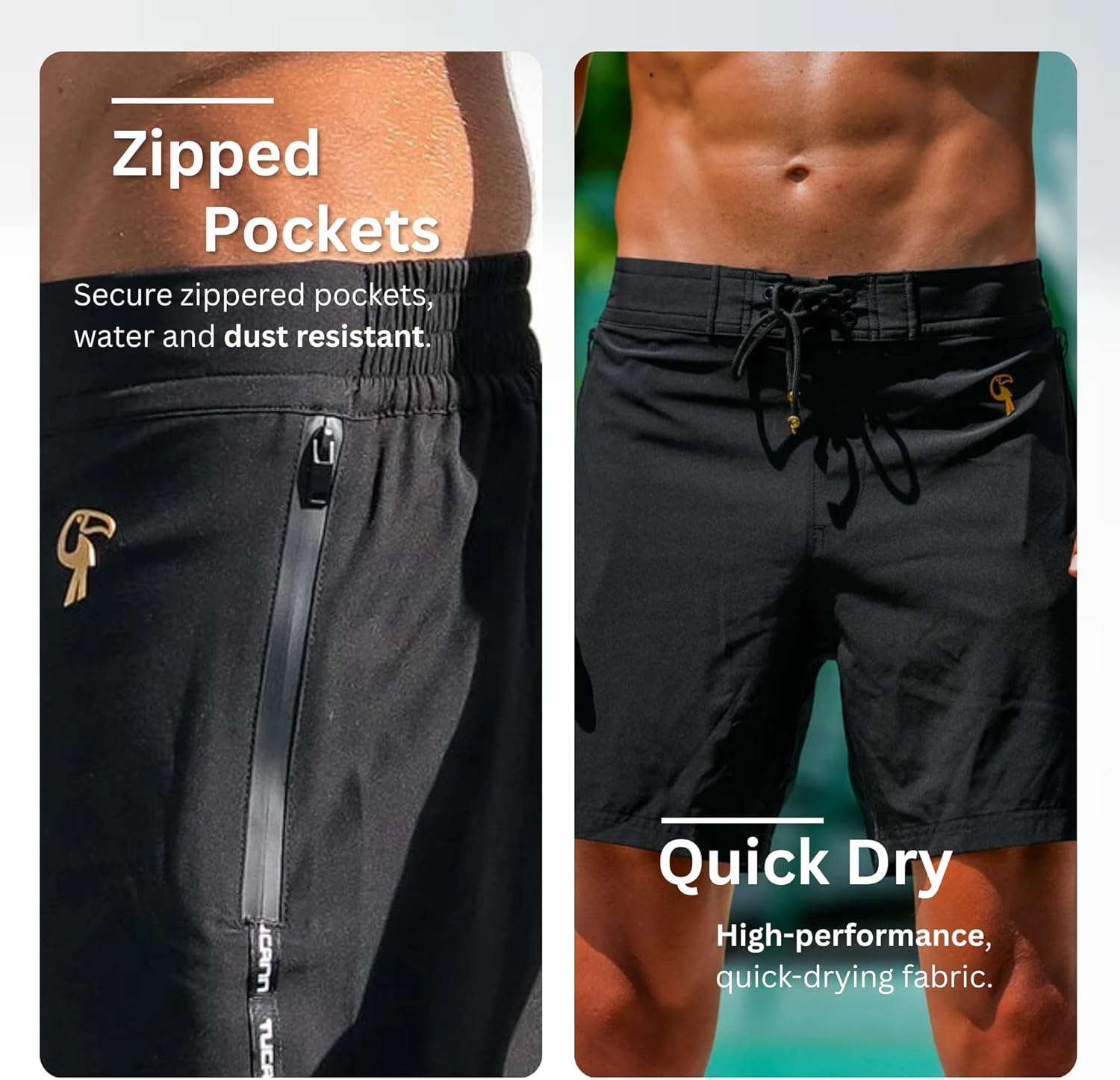 Tucann Men's Trunks 7" Compression Liner Quick Dry Zipper Pocket Chlorine Resistan 4 Way Stretch Swim Shorts for Men