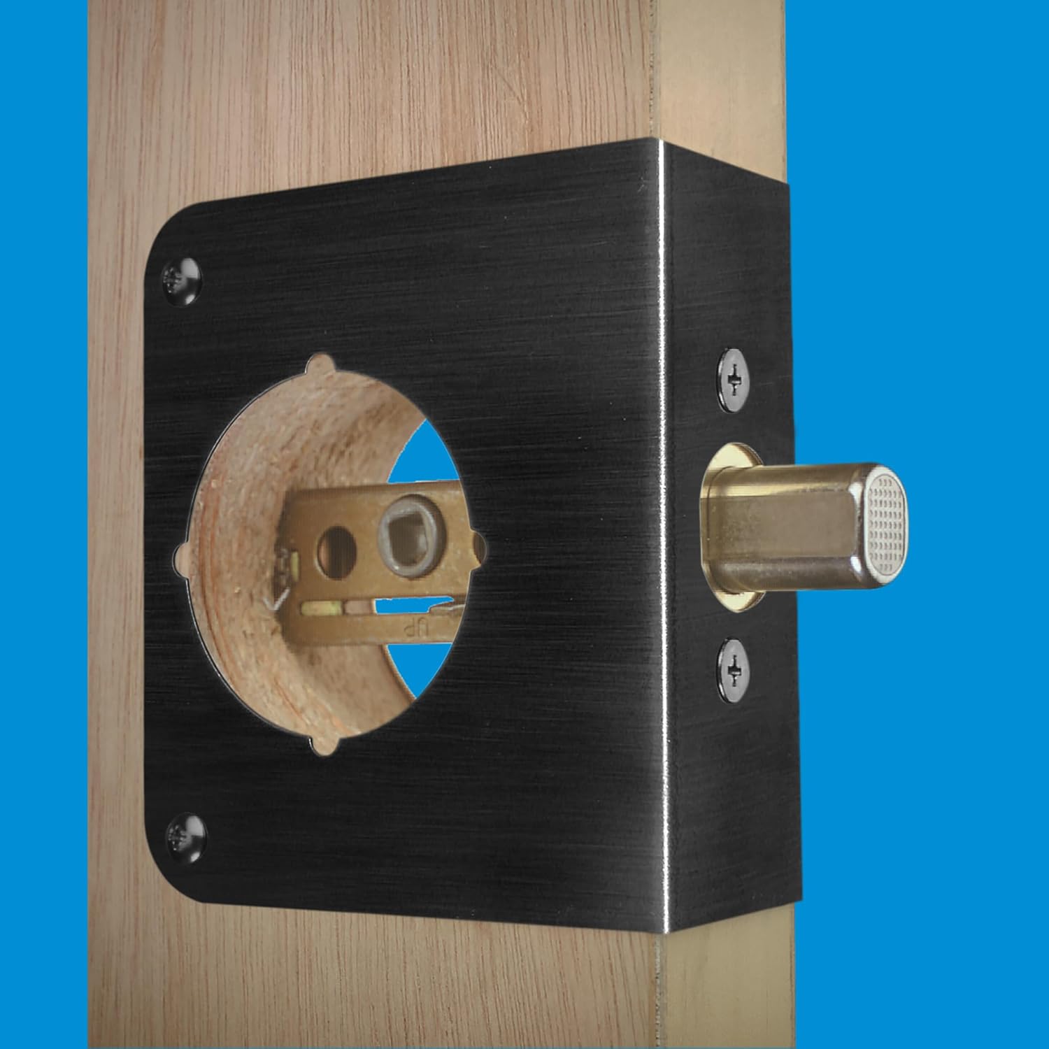 Prime-Line U 10744 Brass Lock and Door Reinforcement Plate for 1-3/8 In. Thick Doors, Bronze Finish (Single Pack)