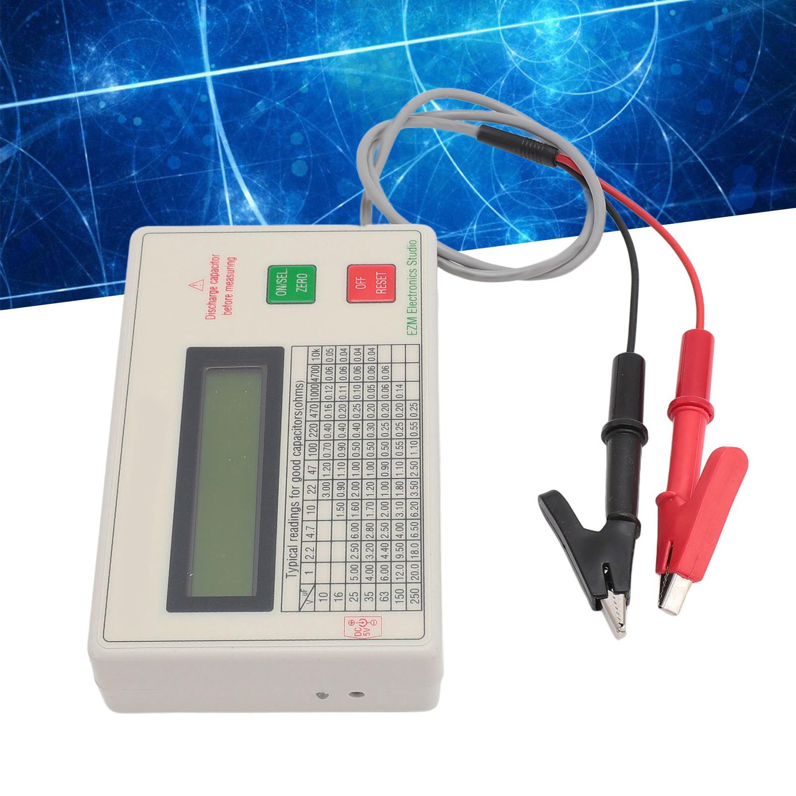 Tester, Genaues Kondensatormessgerät mit Intelligenter Abschaltfunktion und Kurzschlusssynchronisation, Messgerät aus ABS-Material für Heimwerker