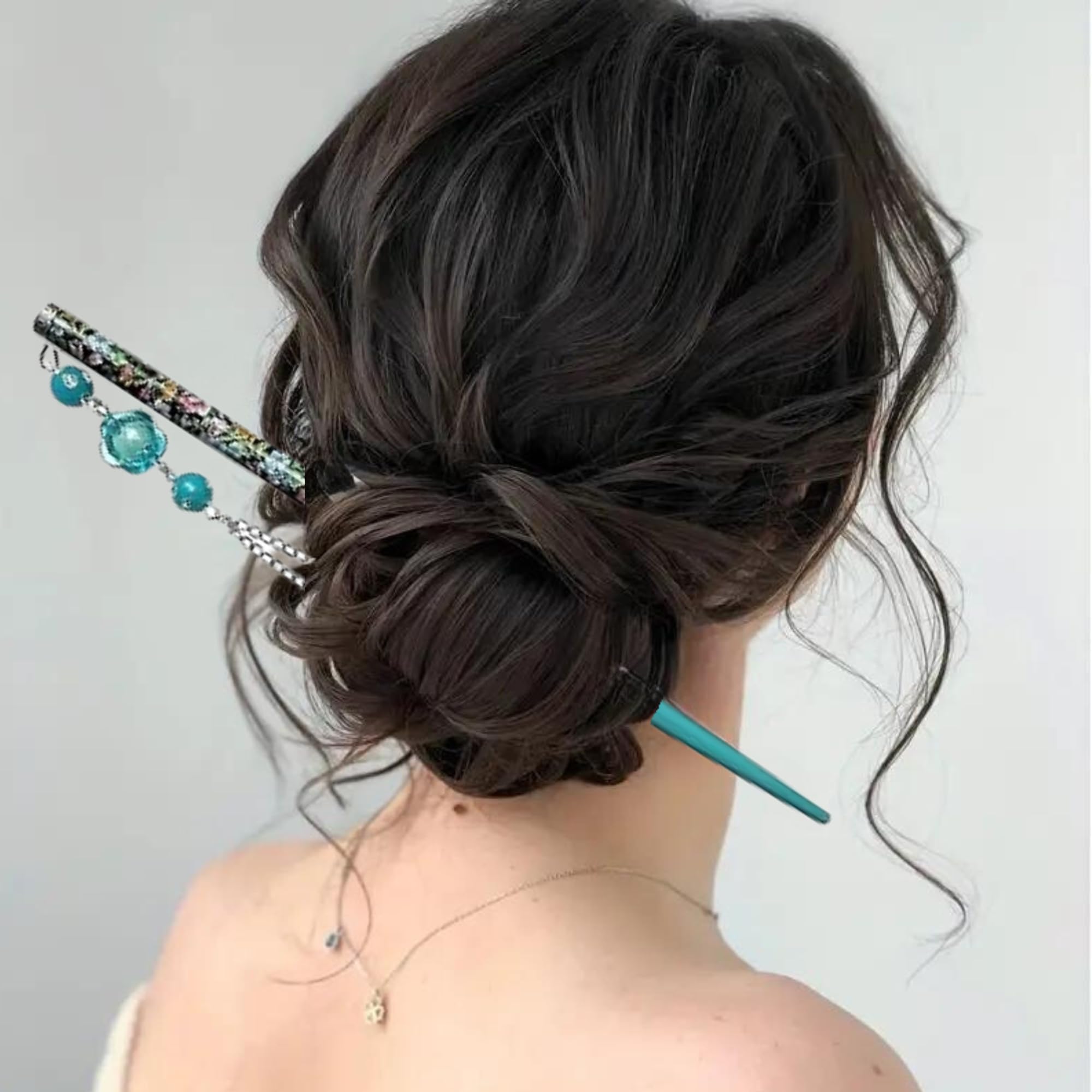 BAOER 1 Pc Juda Stick Hair Stick Wooden Plastic Design Attached Bun Stick DIY Hair Styles Juda Bun Hair Stick for Women And Girls Bun Holder Hair Bun Ties Jura Stick 1Pc Multicolor-image-48