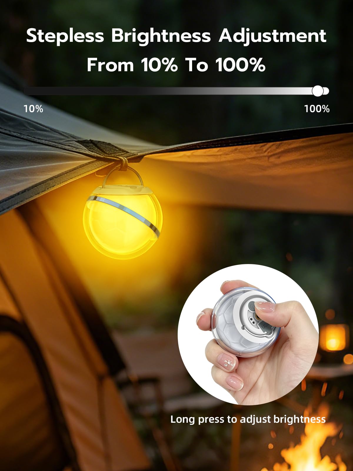 Smiling Shark Campeggio de Lampada, 2 Pezzi LED Camping Lantern USB Ricaricabile RGB e Luce Bianca Calda Pallone da Calcio Portatile Campeggio Luce con Gancio per Escursionismo Picnic Emergenza