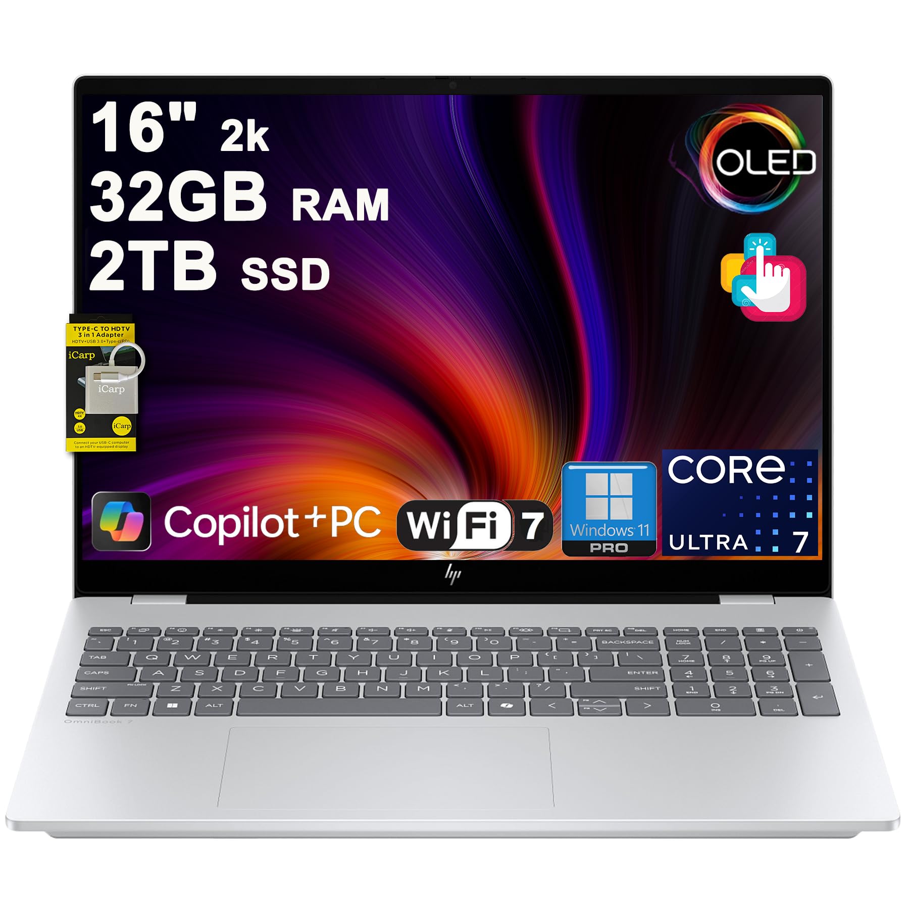 【美品】HP OmniBook7 32GB 1TB Windows11 動作◎ HP OmniBook 7 Laptop 17.3 FHD (Intel Ultra 7 258V, 32GB LPDDR5X