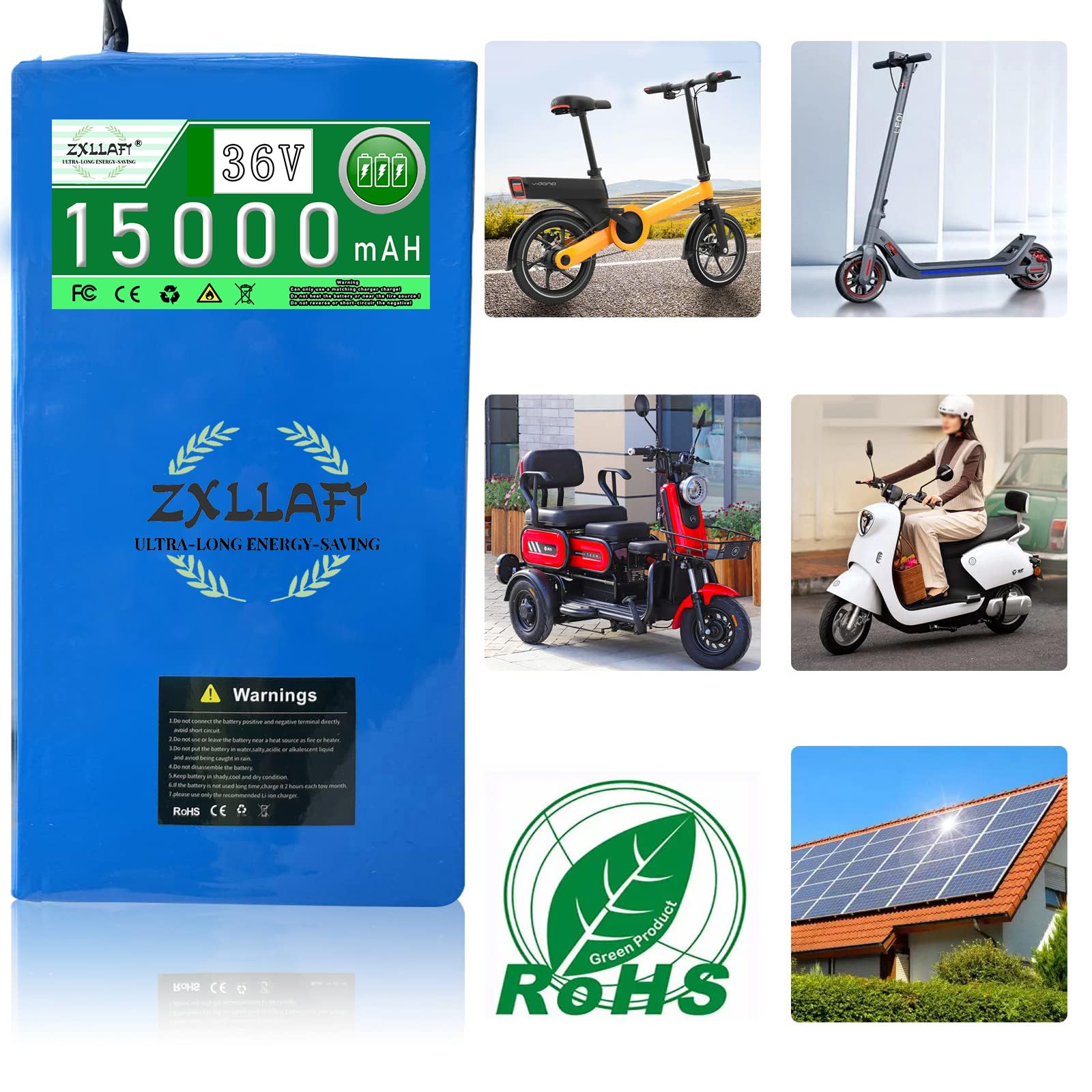 Batería Iones Litio 36 V, 20 Ah, 15 Ah, batería Litio 36 V, batería de Repuesto, 36 V Paquete batería Iones Litio con Cargador y BMS para Motores de 250 W a 750 W,36v15ah t Plug