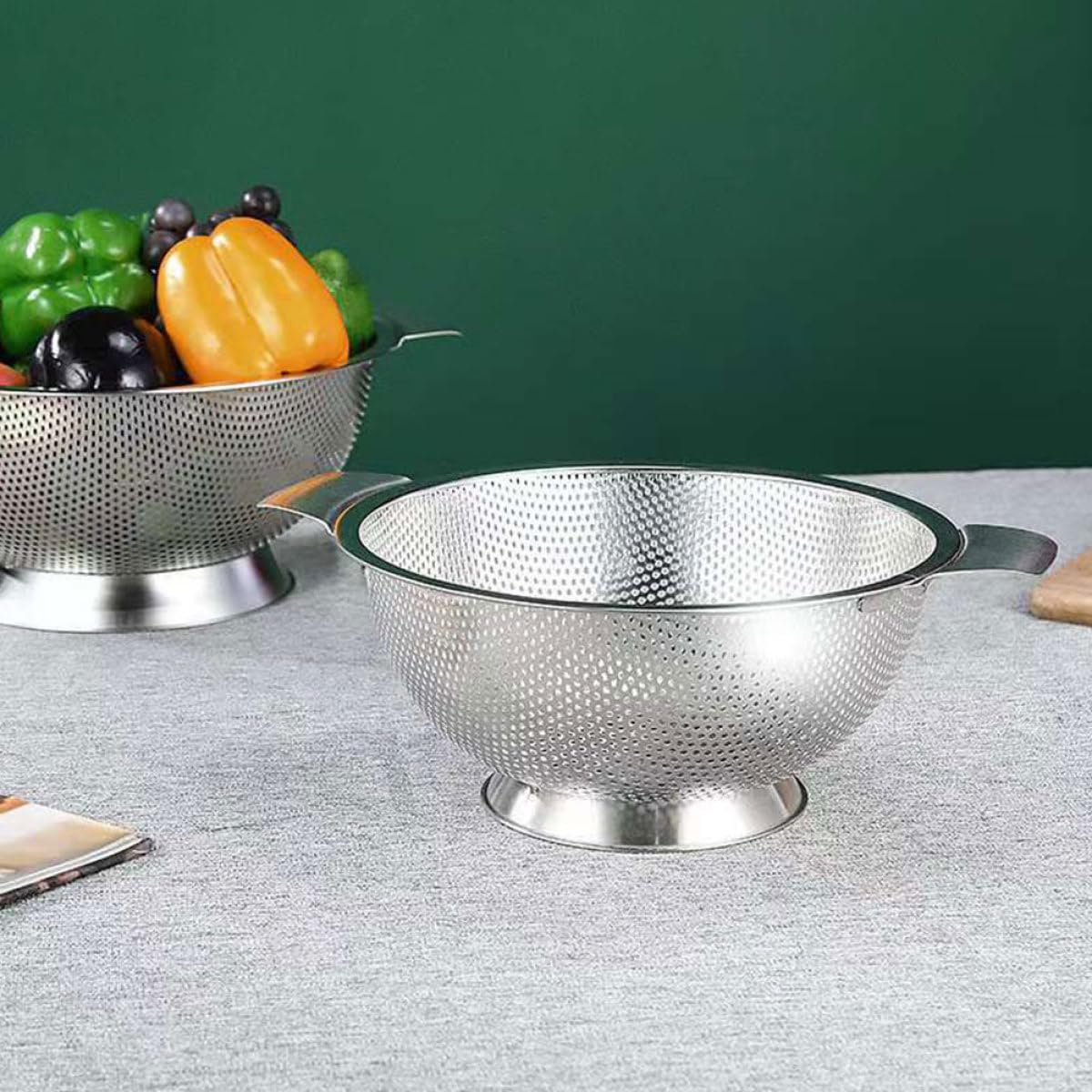 Colador de Arroz de Acero Inoxidable Malla Fina 22,5 Cm, Cesta Multifuncional para Escurrir Verduras y Frutas, Filtro de Drenaje para Cocina Resistente y Compacto