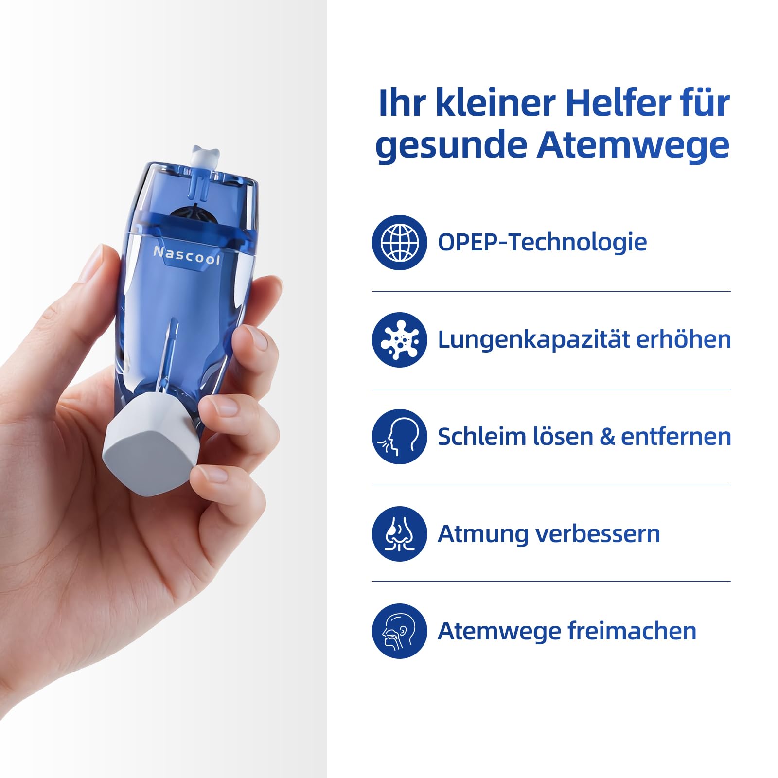 Nascool Lungentrainer, Atemtrainer verbessert Lungenfunktion bei langfristiger Anwendung, ideal für COPD, Asthma Patienten, 3 Größen Edelstahlkugeln, Natürliche Atemübungsgerät für Lung | 3 Größen Edelstahlkugeln, für Asthma COPD, OPEP-Vibrations-Schleiml