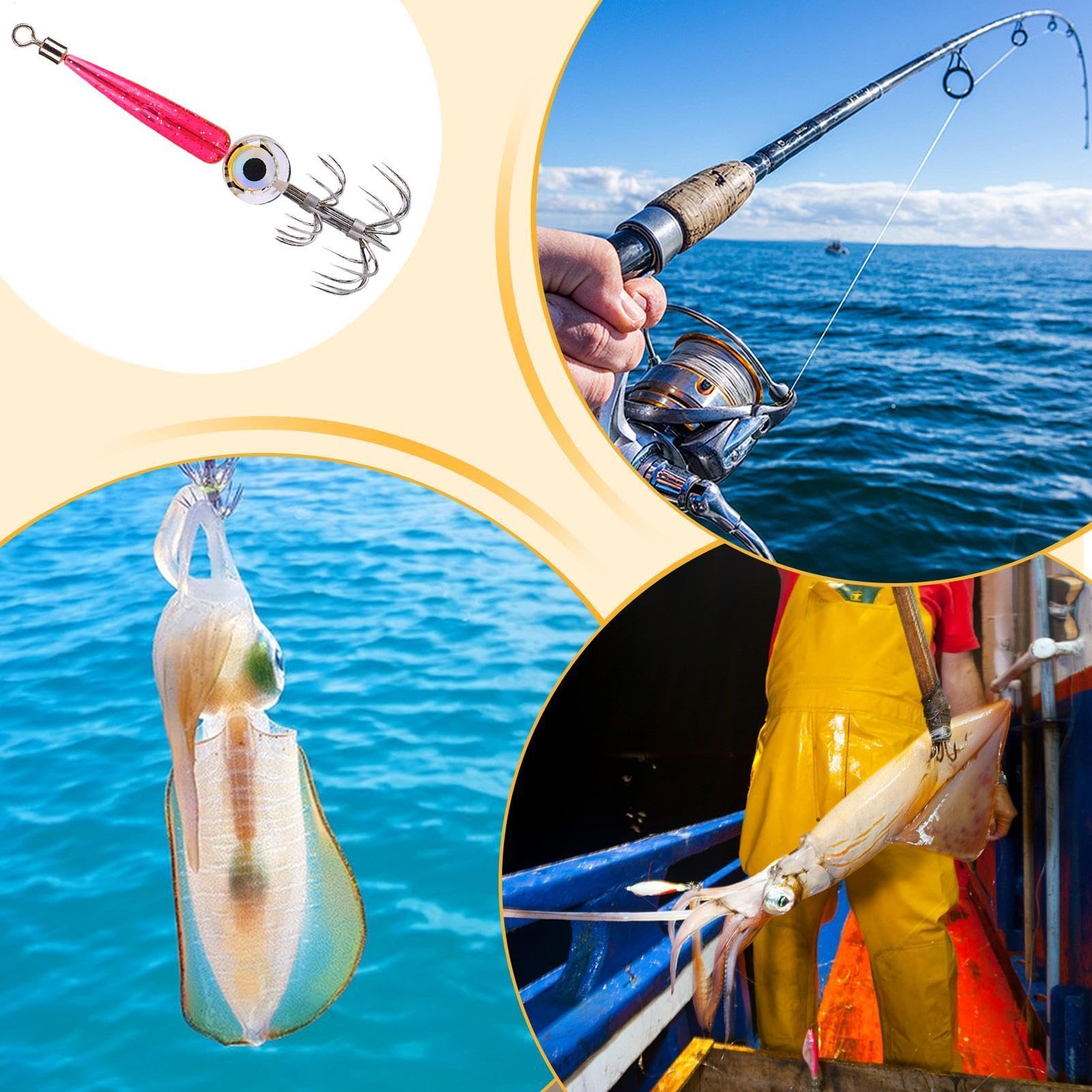 Camarones Luminosos Calamar Jig Señuelos De Pesca En El Mar,Señuelo Octopus Sepia Señuelos De Pesca En El Mar,Jigs De Calamar Que Brillan En Agua Salada,Señuelo De Pesca Impermeable con Luz LED