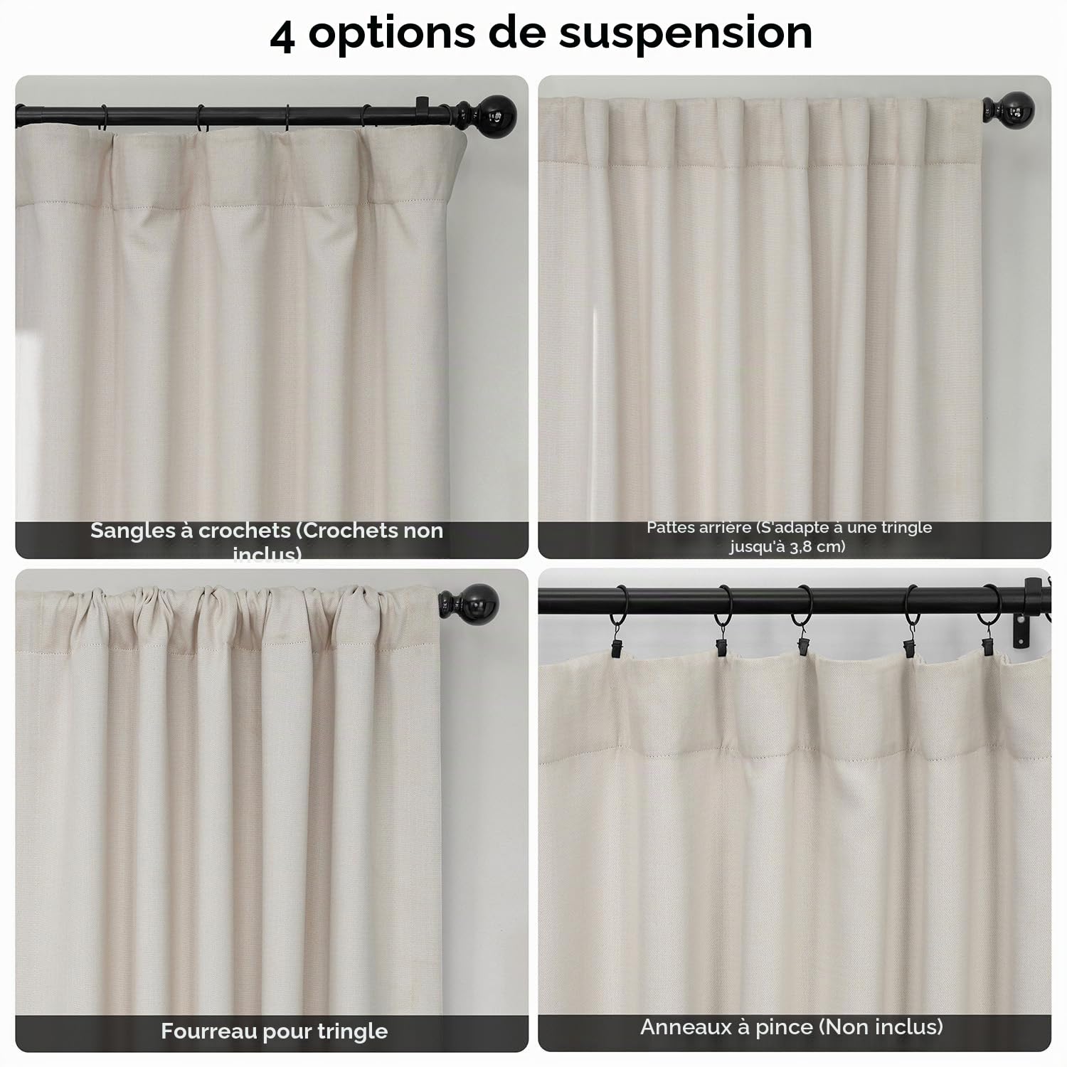 HPD Half Price Drapes Rideaux occultants texturés en Faux Lin pour Chambre à Coucher - 213 cm de Long (1 Panneau), 127 x 213 cm (l x L), Bouleau
